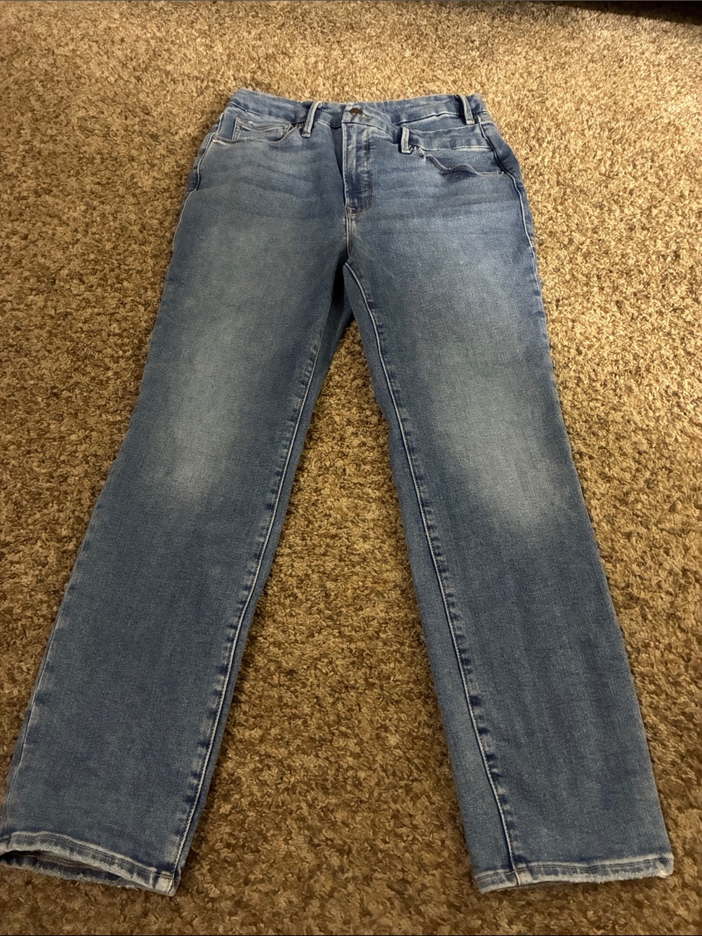 Good American Medium-Light Blue Straight Leg Jeans
